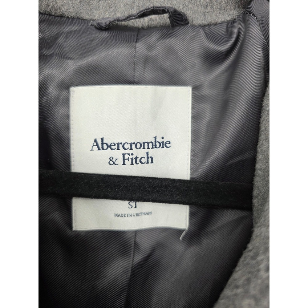 Abercrombie & Fitch Grey Wool Blend Double Breasted Belted Coat Tall Small ST - Picture 2 of 6